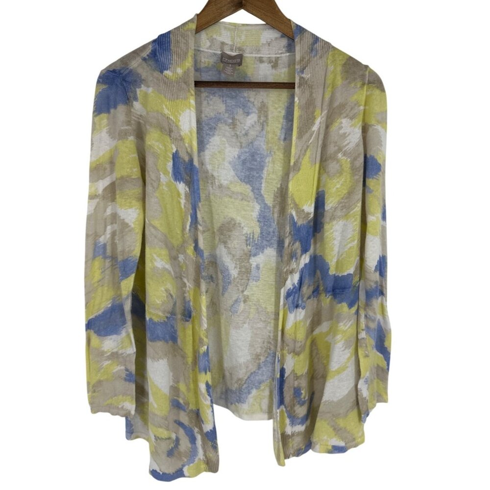 Chicos Open Front Long Sleeve Lightweight Cardigan Women's Size M